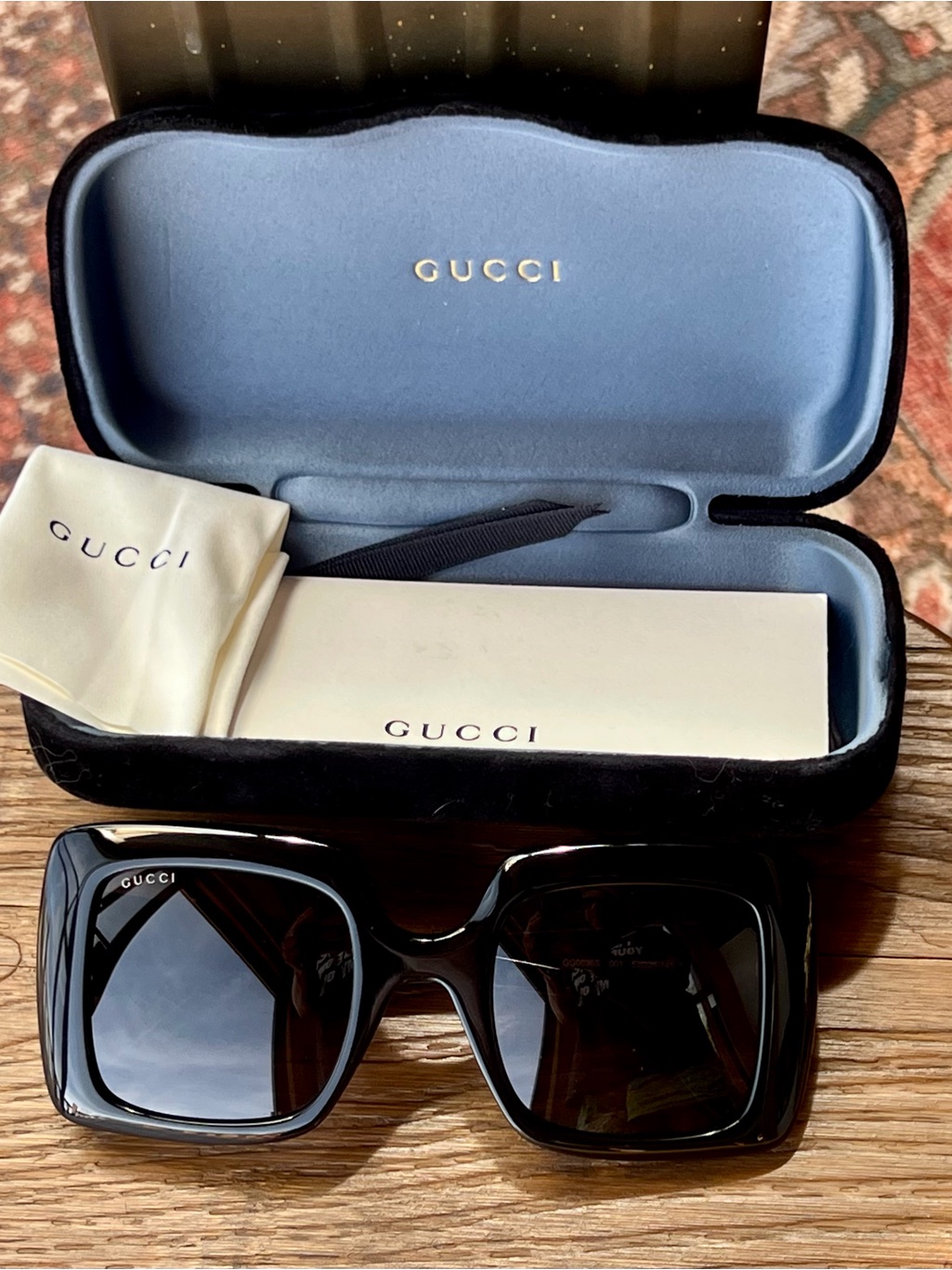 Gucci Deep Navy Square Oversized Sunglasses With Case